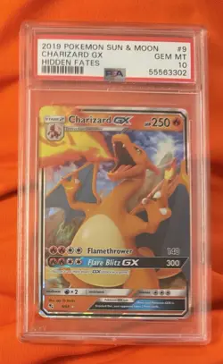 2019 Pokemon Sun & Moon Hidden Fates Charizard GX #9/68 PSA 10 Gem Mint - Image 1