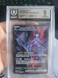 Pokemon Team Rocket's Mewtwo EX SIR Holo 231/182 Destined Rivals BGS 9 - Image 1