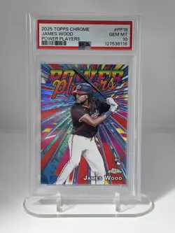 2025 TOPPS CHROME POWER PLAYERS #PP19 JAMES WOOD ROOKIE RC PSA 10 NATIONALS - Image 1