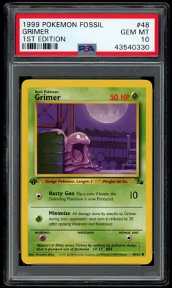 Grimer 48/62 Fossil 1st Edition - PSA 10 - Pokemon Card - Image 1