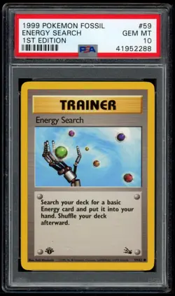 Energy Search 59/62 Fossil 1st Edition - PSA 10 - Pokemon Card - Image 1