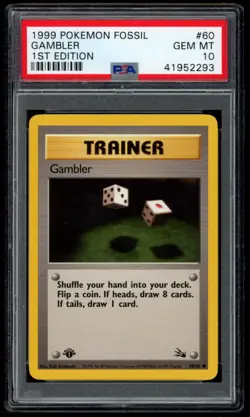 Gambler 60/62 Fossil 1st Edition - PSA 10 - Pokemon Card - Image 1