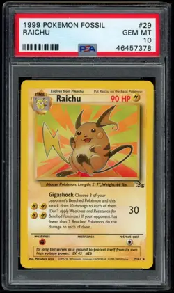 Raichu 29/62 Fossil - PSA 10 - Pokemon Card - Image 1