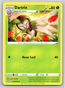 Dartrix 007/072 Uncommon Shining Fates Pokemon Card - NM Near Mint - Image 1