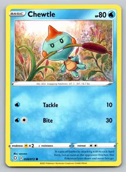 Chewtle 026/072 Common Shining Fates Pokemon Card - NM Near Mint - Image 1