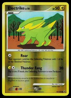 Pokemon Card - Electrike Platinum 74/127 Common Reverse Holo - Image 1