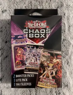 💥Yu-Gi-Oh! Chaos Hanger Box Lot 2 Booster Packs, 1 Lite Pack & Sleeves Sealed💥 - Image 1
