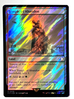 MTG Temple of Abandon Universes Beyond: Fallout Surge Foil Rare PIP 830 - Image 1