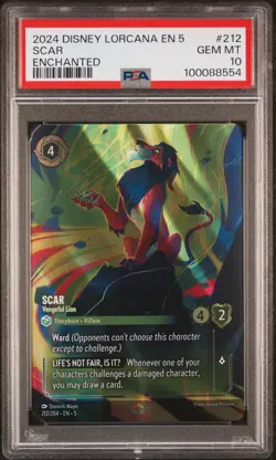 SCAR 2024 DISNEY LORCANA ENCHANTED #212 PSA 10 - Image 1