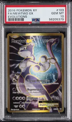 2016 POKEMON XY EVOLUTIONS #103 FULL ART/MEWTWO EX PSA 10 - Image 1