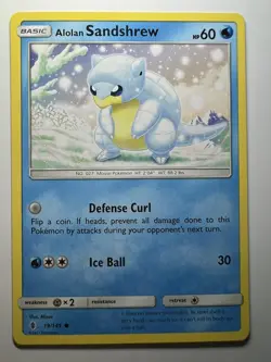 Pokemon TCG Card Alolan Sandshrew Guardians Rising 19/145 Common Pokemon - Image 1