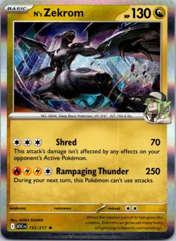 N's Zekrom 155/217 Rare Ascended Heroes Pokemon Holo Near Mint - Image 1