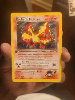 Pokemon Card - Rocket's Moltres 12/132 Gym Heroes 1st Edition Holo Rare - Image 1