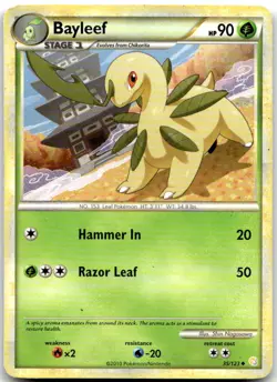 Bayleef 35/123 Uncommon HeartGold & SoulSilver Pokemon Moderately Played - Image 1