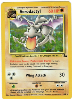 Pokemon-Aerodactyl Holo 1/62 Fossil Unlimited Vintage - Image 1