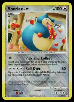 Pokemon Card - Snorlax League Promo Rising Rivals 33/111 Holo Reverse Holo - Image 1