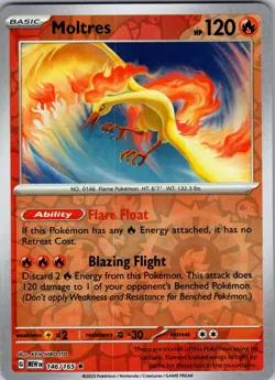 Moltres 146/165 Rare 151 Pokemon Reverse Holo Near Mint - Image 1