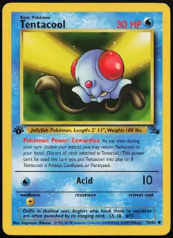 Tentacool 56/62 Common Fossil Pokemon 1st Edition MP - Image 1