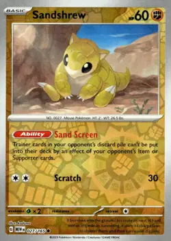 SV2a: Pokemon Card 151 #027/165 Sandshrew Reverse Holo - Image 1