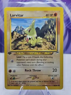 Pokemon Card Larvitar Neo Destiny 70/105 1st Edition Common HP DMG - Image 1