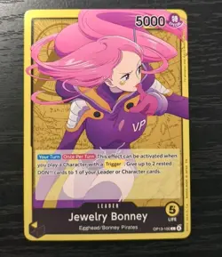 One Piece CCG Jewelry Bonney Carrying On His Will Leader Card OP13-100 NM - Image 1