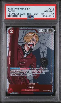 2023 ONE PIECE PREMIUM CARD COLL 25TH EDITION SANJI OP01-013 - PSA 10 GEM MT - Image 1