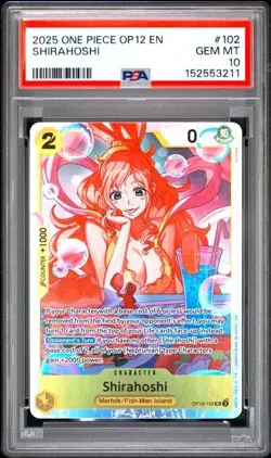 2025 One Piece OP12 EN Shirahoshi PSA 10 GEM SUPER RARE Extended Art #102 - Image 1