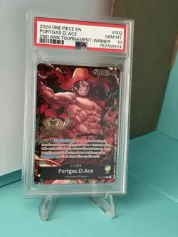 2024 ONE PIECE PROMOS 2ND ANNIVERSARY TOURNAMENT-WINNER PORTGAS D. ACE PSA 10 - Image 1
