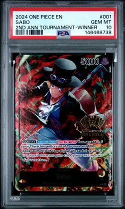 2024 ONE PIECE PROMOS 2ND ANNIVERSARY TOURNAMENT-WINNER #001 SABO PSA 10 - Image 1