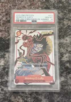 PSA 10 2025 ONE PIECE 3RD ANNIVERSARY TOURNAMENT 012 MONKEY D. LUFFY WINNER - Image 1