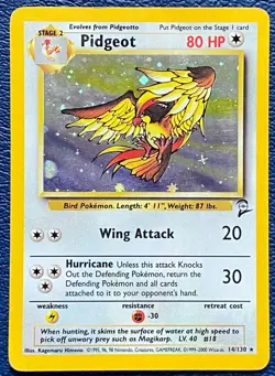 Pidgeot 14/130 Base Set 2 2000 Vintage WOTC Holo Rare - HP - Image 1