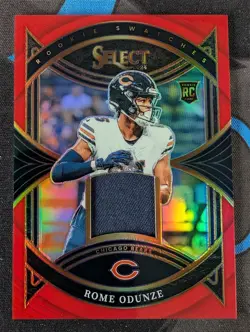 2024 Panini Select Rome Odunze Rookie Swatches Mem Card Red Prizm RC - Image 1