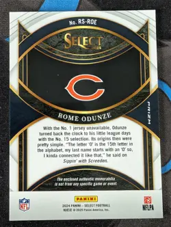 2024 Panini Select Rome Odunze Rookie Swatches Mem Card Red Prizm RC - Image 2