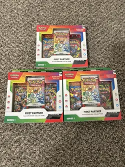 Pokemon TCG First Partner Illustration Collection Series 1 2021 Promo 3 Boxes - Image 1