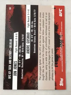 Jon Jones 2009 Topps UFC Round 2 Debut Rookie Card #101 MMA GOAT RC MINT 🔥📈 - Image 2