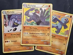 Machamp Rare Triumphant 26/102 Machoke 40/102 Machop 67/102 Pokemon 2010 LP - Image 1