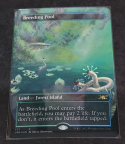 Breeding Pool (Borderless) (Galaxy Foil) Unfinity [NM] MTG Blue Green Dual Land - Image 1