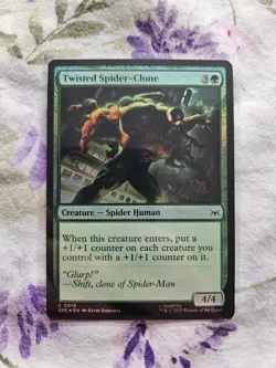 NM Foil Twisted Spider-Clone, MTG, Marvel's Spider-Man, Magic the Gathering, 19 - Image 1
