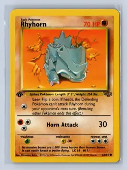1999 Pokemon Jungle 1st Edition Rhyhorn #61/64 LP - Image 1