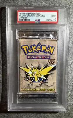 Pokemon PSA 9 1999 Vintage WOTC Fossil Zapdos Sealed Booster Pack - Image 1