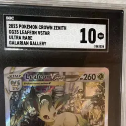2023 POKEMON CROWN ZENITH GG LEAFEON VSTAR FULL ART GG35/GG70 SGC 10 - Image 3