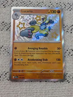 Pokemon TCG Lucario Paldean Fates Shiny Rare Holo Card 174/091 - Image 1