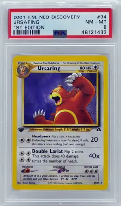 Pokemon 1st Edition Ursaring 34/75 Neo Discovery PSA 8 NM/Mint - Image 3