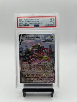Pokemon TCG Rayquaza VMAX Holo Ultra Rare Card Evolving Skies, PSA 9 - Image 1