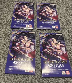 One Piece TCG The Azure Sea’s Seven OP-14 Sleeved Booster Pack Lot Of 4 Sealed - Image 3