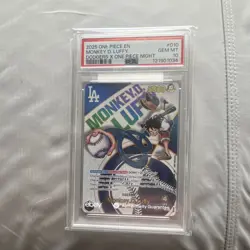 2025 One Piece CCG Monkey D. Luffy Leader Dodgers x One Piece Night Foil PSA 10 - Image 1