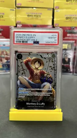 2026 ONE PIECE PROMOS TIN PACK SET VOL.2 #075 MONKEY D. LUFFY PSA 10 - Image 1