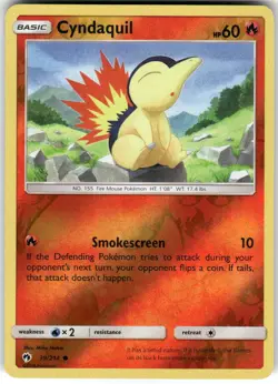 Cyndaquil 39/214 Common Lost Thunder Pokemon Reverse Holo Lightly Played - Image 1