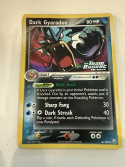 Dark Gyarados 36/109 Reverse Stamped Team Rocket Returns Pokemon TCG Damaged - Image 1