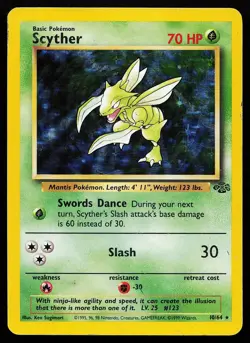 Scyther 10/64 Unlimited Holo Rare Jungle Pokemon Card - Image 1